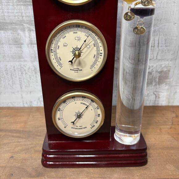 Weather Station, Thermometer, Barometer, Hygrometer & Clock Wood Frame - Picture 3 of 5